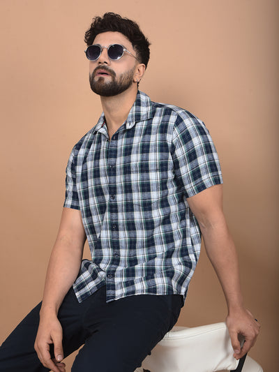White Checked 100% Cotton Shirt-Men Shirts-Crimsoune Club