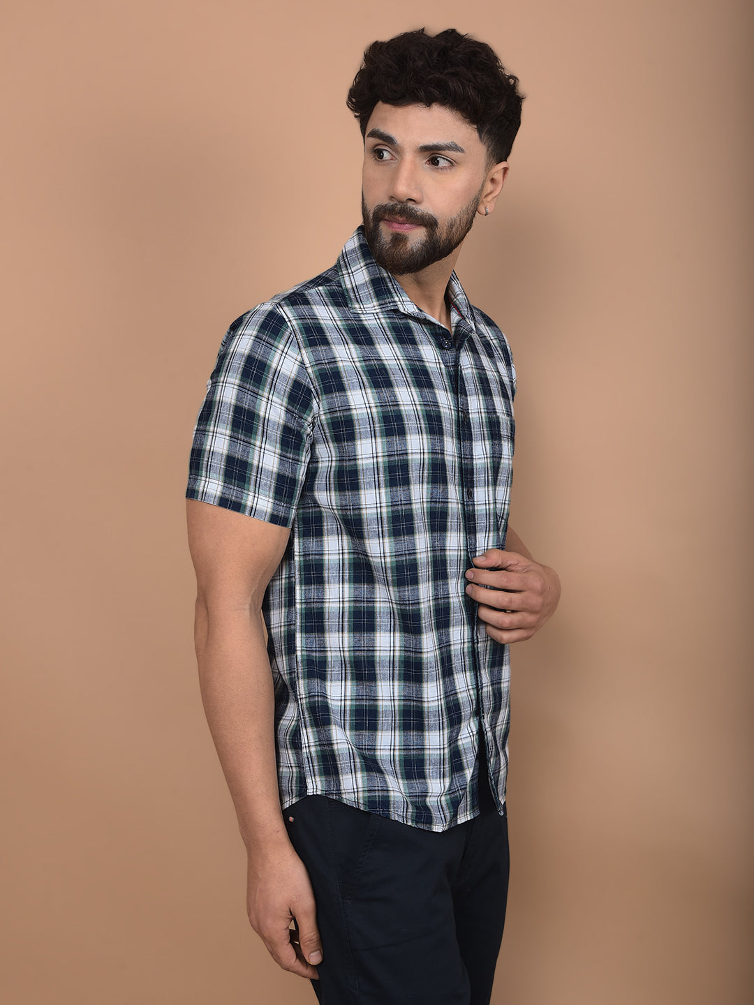 White Checked 100% Cotton Shirt-Men Shirts-Crimsoune Club