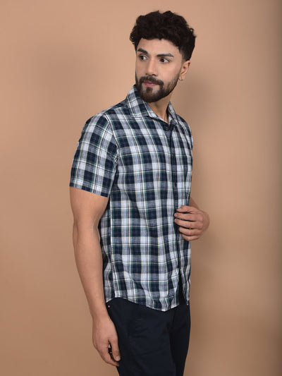 White Checked 100% Cotton Shirt-Men Shirts-Crimsoune Club