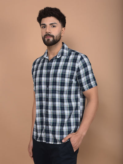 White Checked 100% Cotton Shirt-Men Shirts-Crimsoune Club