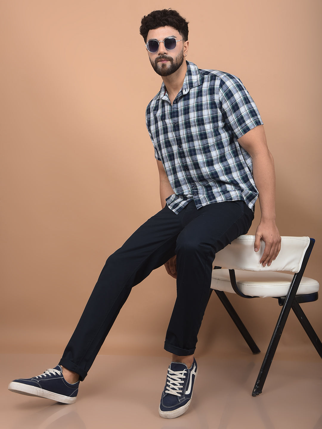 White Checked 100% Cotton Shirt-Men Shirts-Crimsoune Club