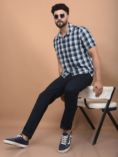 White Checked 100% Cotton Shirt-Men Shirts-Crimsoune Club