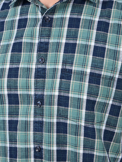 Green Checked 100% Cotton Shirt-Men Shirts-Crimsoune Club