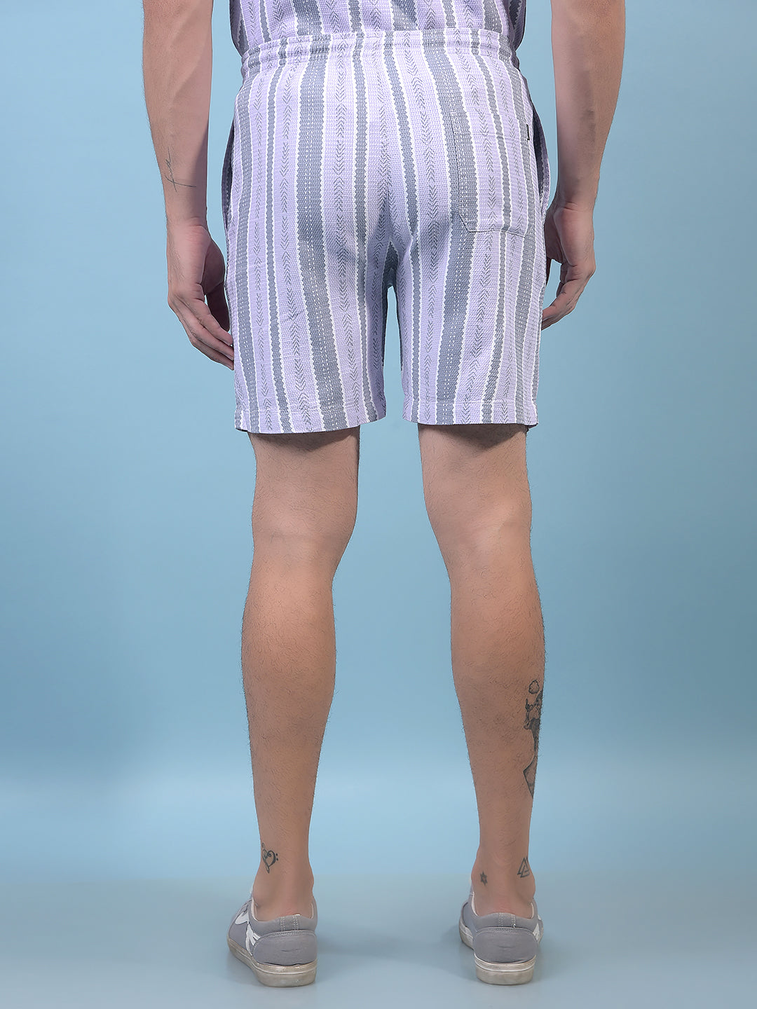 Men's Purple Vertical Stripes Shorts-Men Shorts-Crimsoune Club