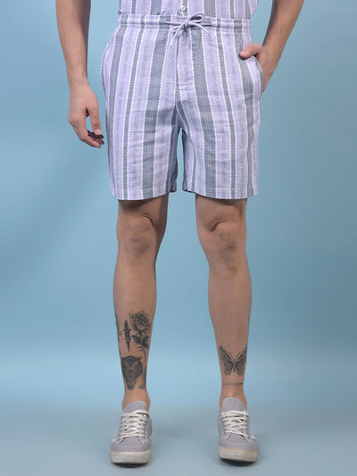 Men's Purple Vertical Stripes Shorts-Men Shorts-Crimsoune Club