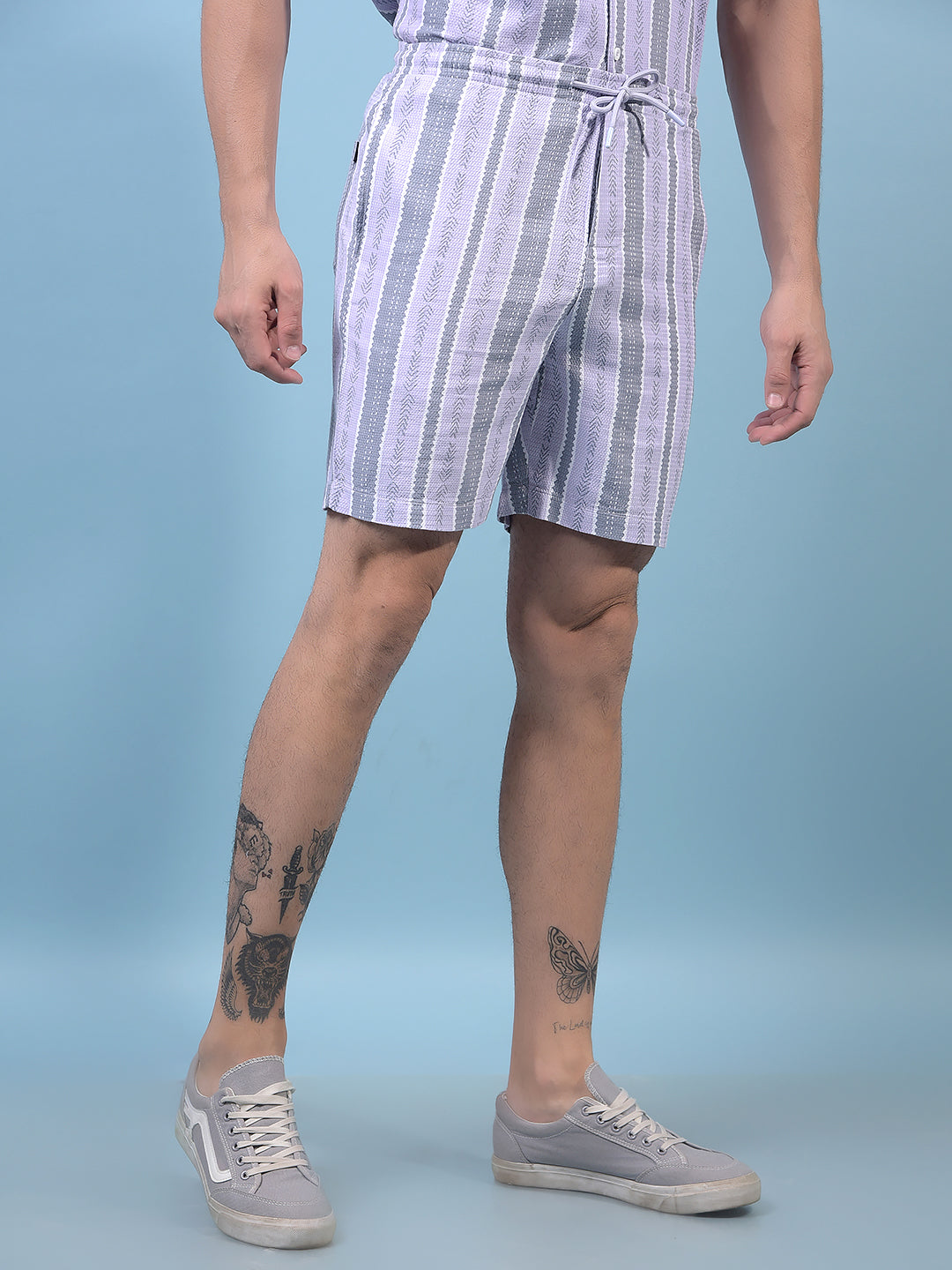 Men's Purple Vertical Stripes Shorts-Men Shorts-Crimsoune Club