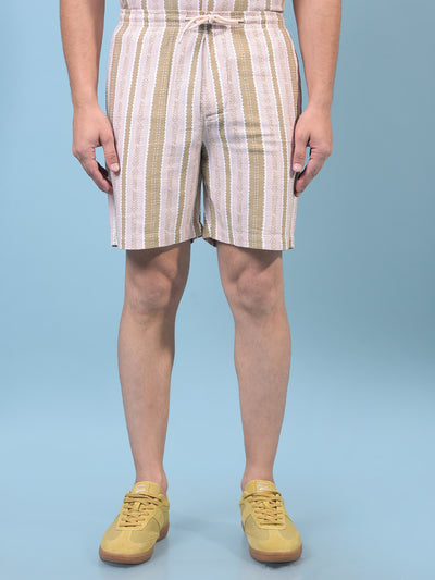 Men's Peach Vertical Stripes Shorts-Men Shorts-Crimsoune Club