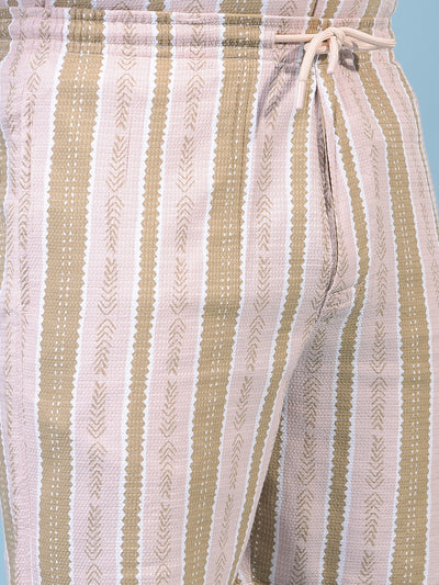 Men's Peach Vertical Stripes Shorts-Men Shorts-Crimsoune Club