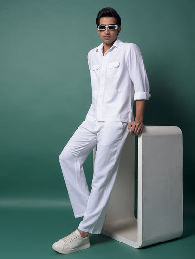 White Linen Shirt-Men Shirts-Crimsoune Club