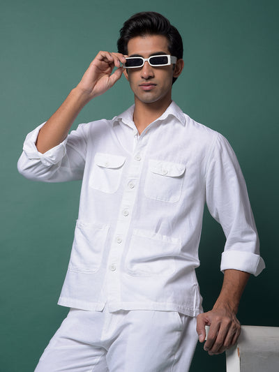 White Linen Shirt-Men Shirts-Crimsoune Club