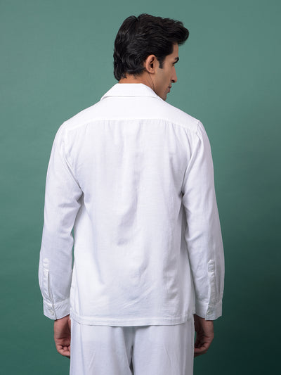 White Linen Shirt-Men Shirts-Crimsoune Club