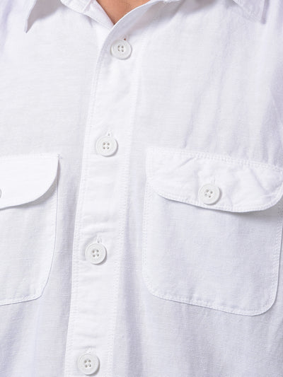 White Linen Shirt-Men Shirts-Crimsoune Club