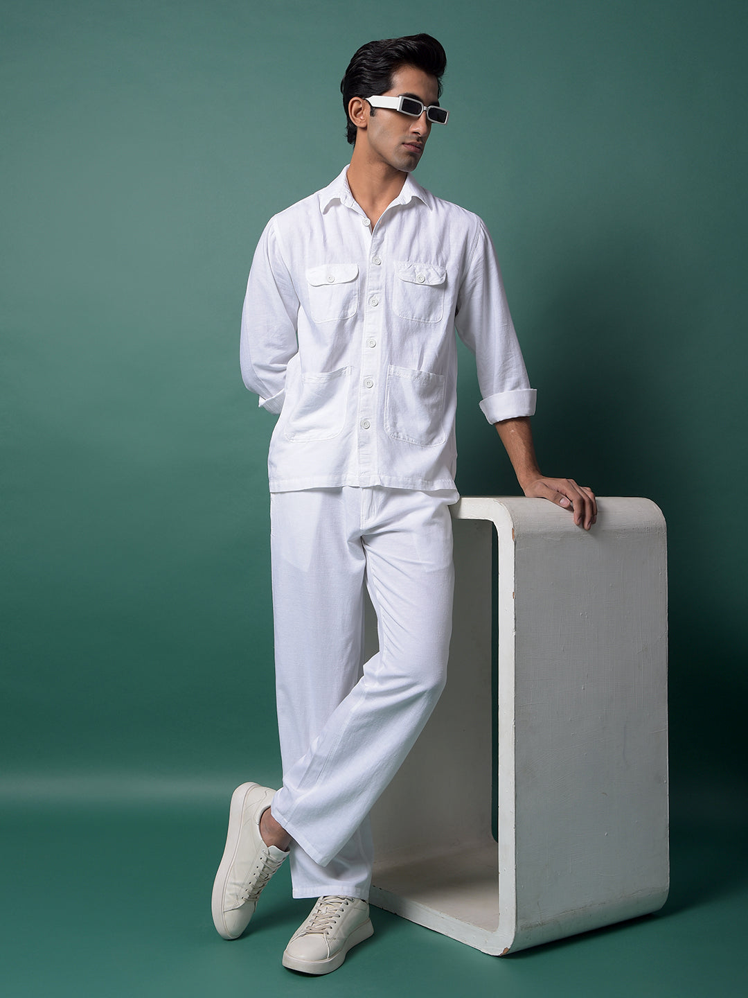 White Linen Shirt-Men Shirts-Crimsoune Club