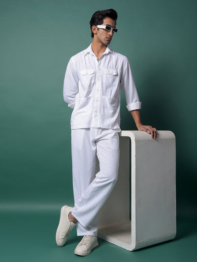 White Linen Shirt-Men Shirts-Crimsoune Club