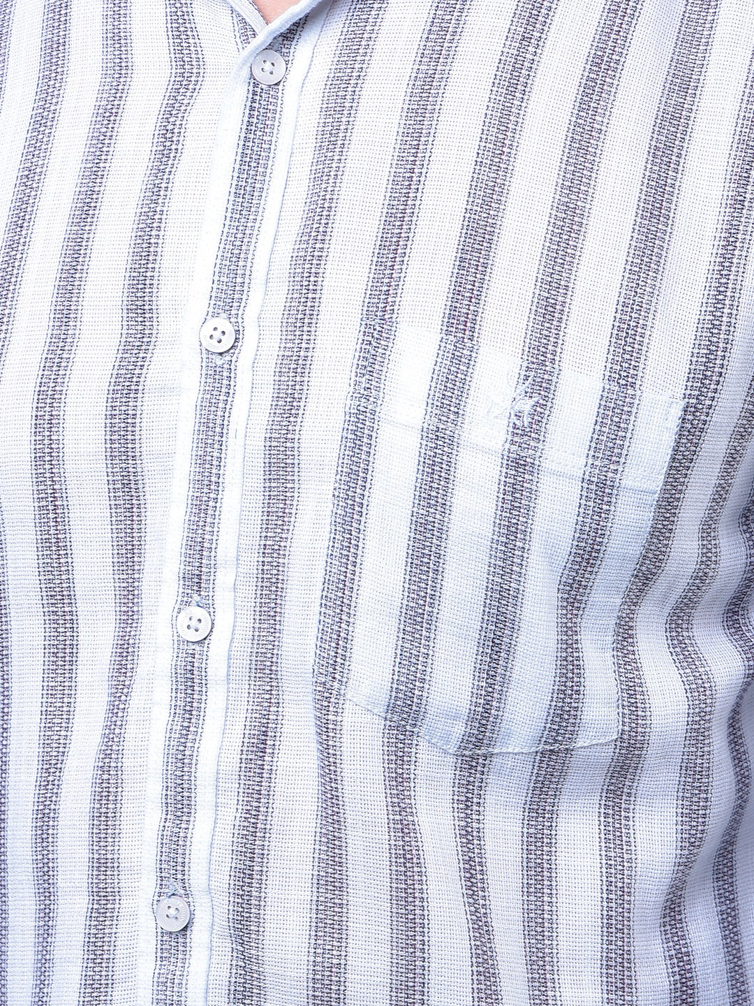 White Vertical Stripes 100% Cotton Shirt-Men Shirts-Crimsoune Club