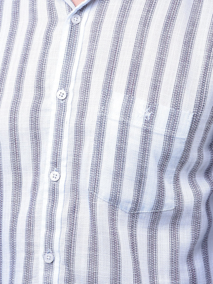 White Vertical Stripes 100% Cotton Shirt-Men Shirts-Crimsoune Club