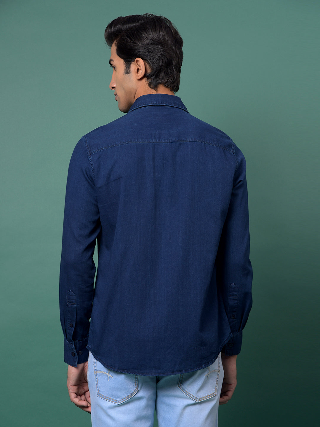Blue Denim Shirt-Men Shirts-Crimsoune Club