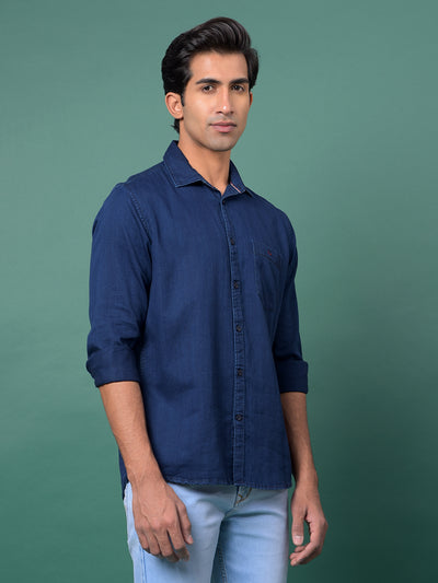 Blue Denim Shirt-Men Shirts-Crimsoune Club
