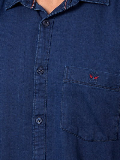 Blue Denim Shirt-Men Shirts-Crimsoune Club