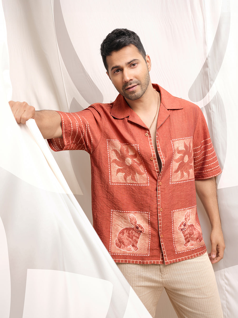 Maroon Printed Resort-Collar Shirt-Men Shirts-Crimsoune Club