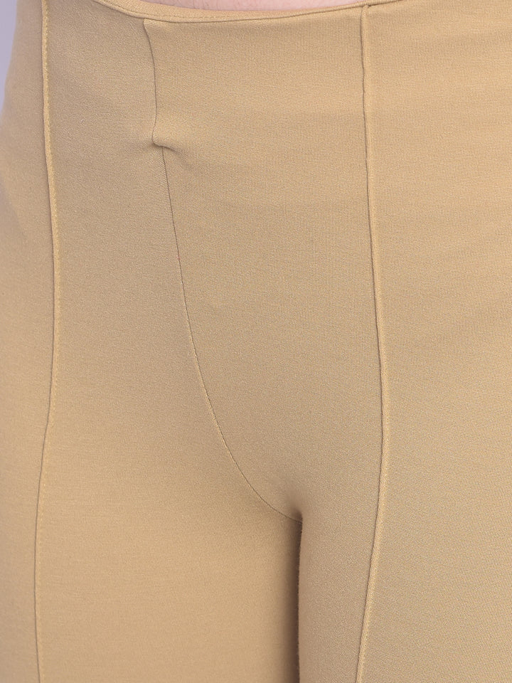 Beige Skinny Trousers-Women Trousers-Crimsoune Club