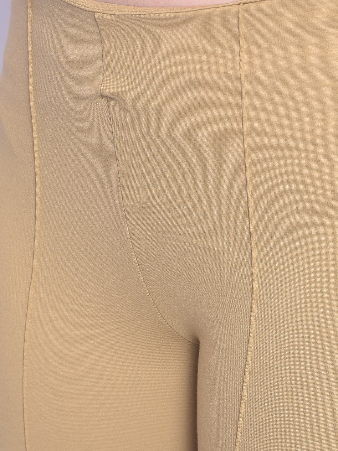 Beige Skinny Trousers-Women Trousers-Crimsoune Club