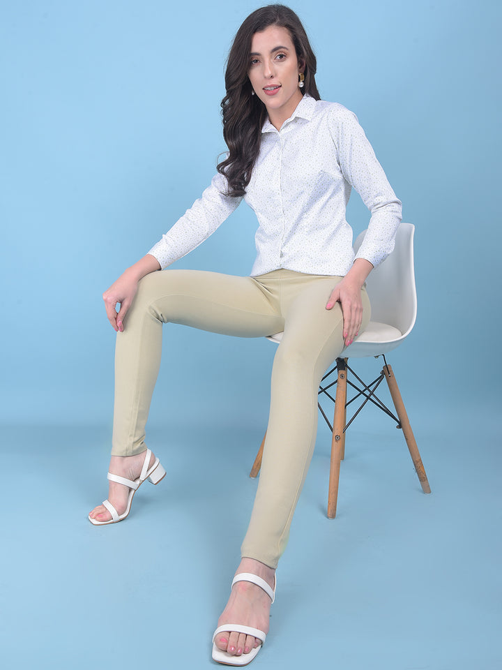 Beige Skinny Treggings-Women Jegging-Crimsoune Club
