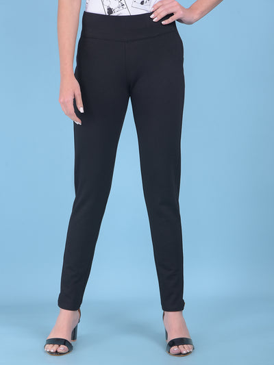 Black Skinny Treggings-Women Treggings-Crimsoune Club