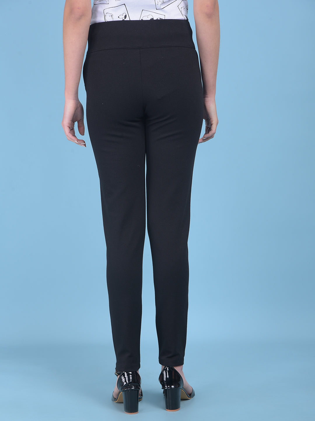 Black Skinny Treggings-Women Treggings-Crimsoune Club