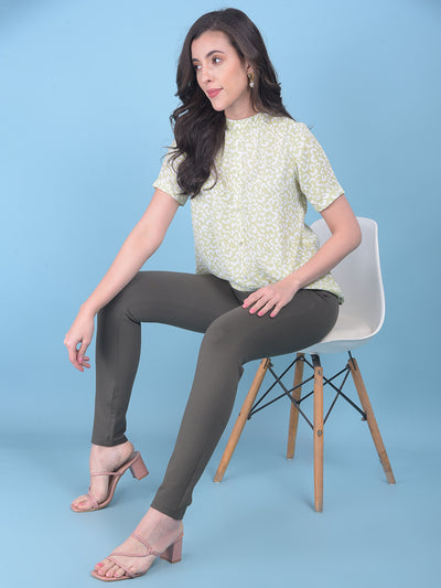 Olive Skinny Treggings-Women Jegging-Crimsoune Club