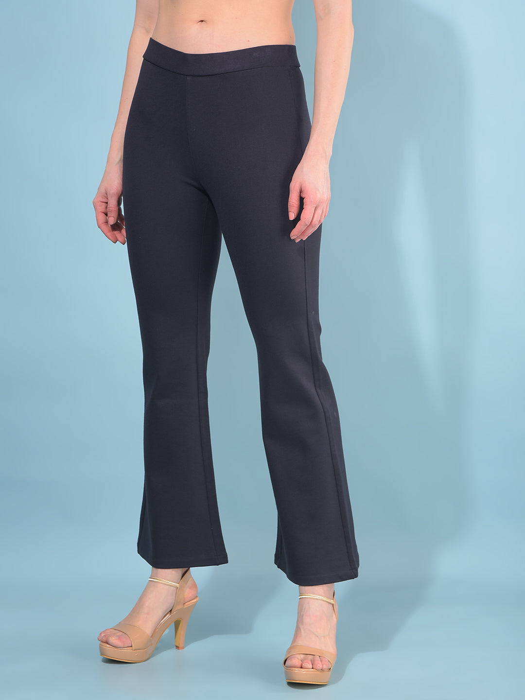 Navy Blue Bootcut Tregging-Women Tregging-Crimsoune Club