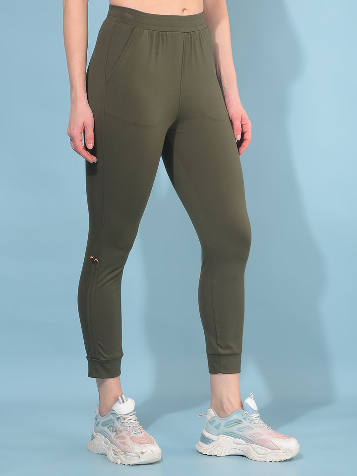 Olive Skinny Joggers-Women Trackpants-Crimsoune Club