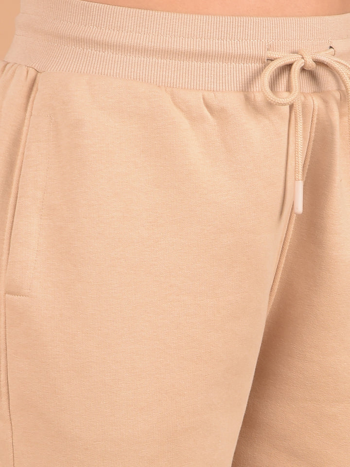 Beige Joggers-Women Trackpants-Crimsoune Club