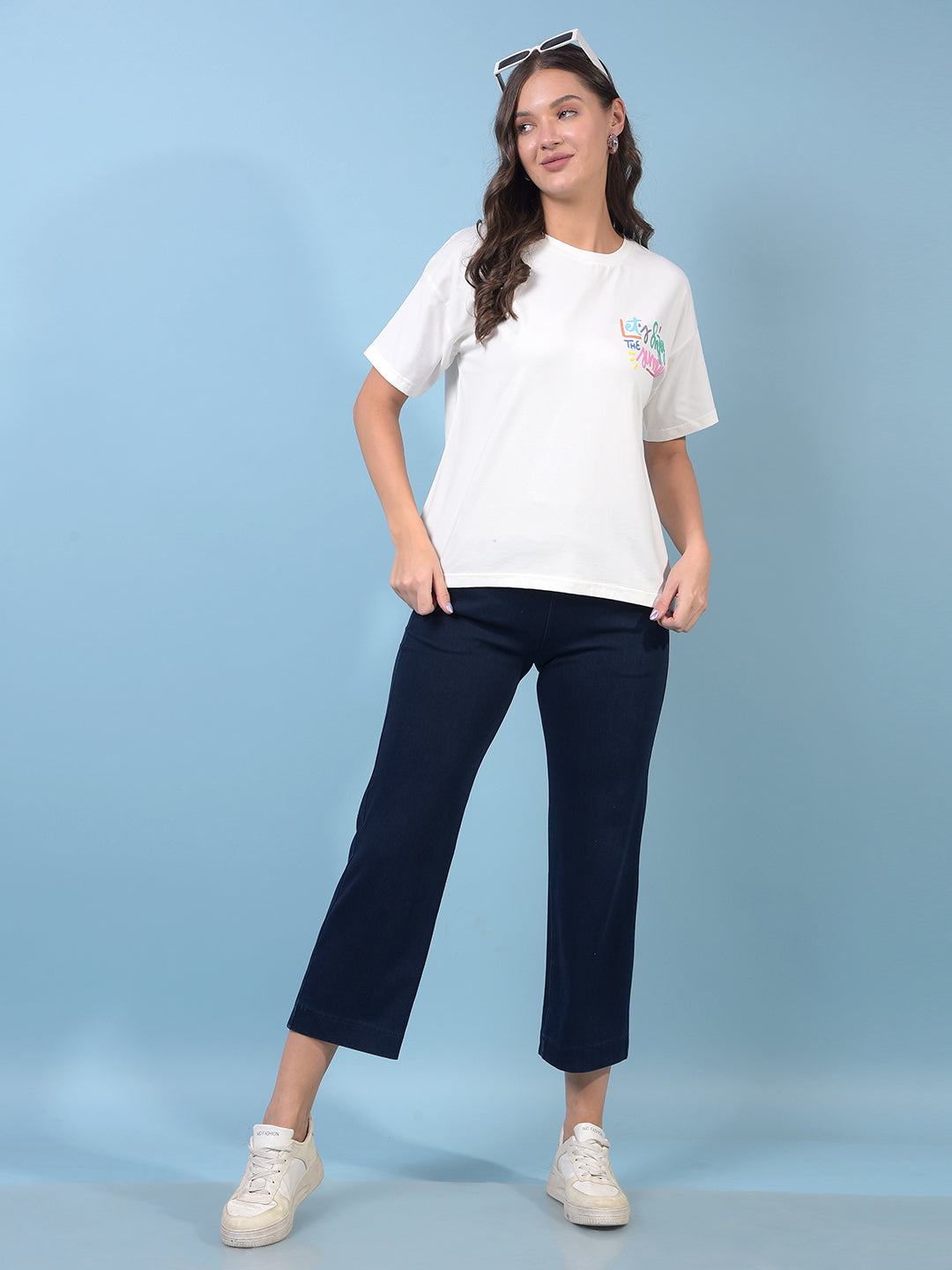 Women's Blue Straight Trousers-Women Trousers-Crimsoune Club