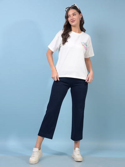 Women's Blue Straight Trousers-Women Trousers-Crimsoune Club