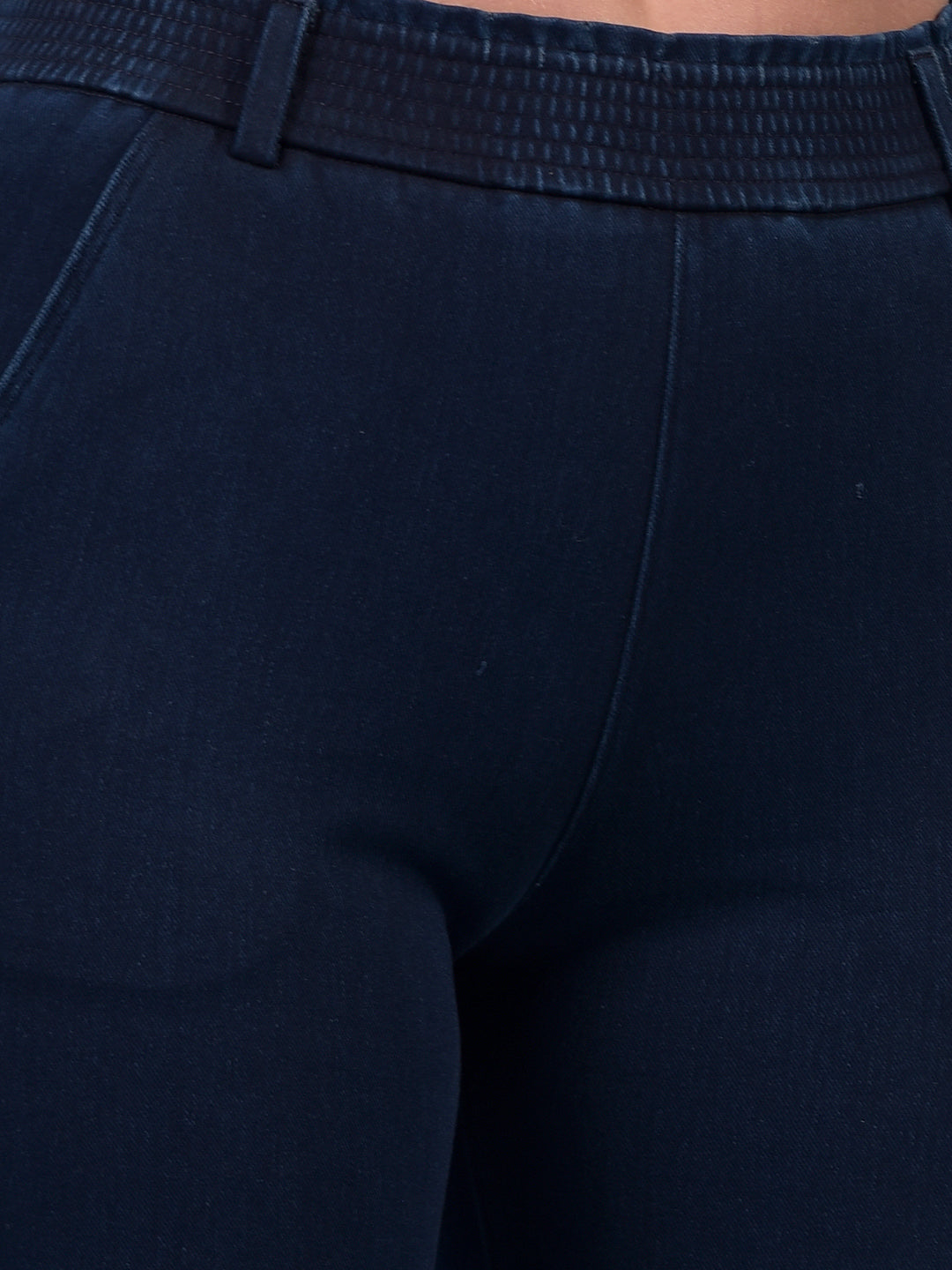 Women's Blue Straight Trousers-Women Trousers-Crimsoune Club