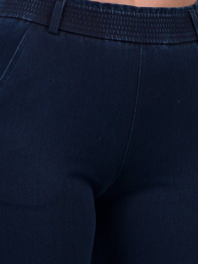 Women's Blue Straight Trousers-Women Trousers-Crimsoune Club