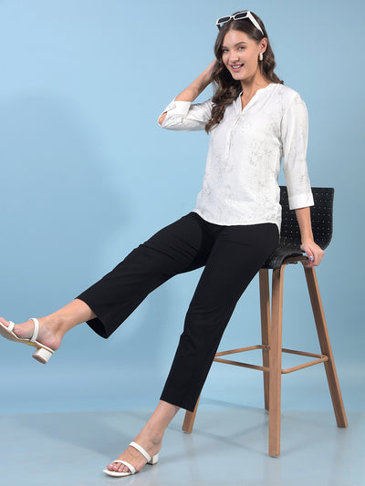 Women's Black Straight Trousers-Women Trousers-Crimsoune Club