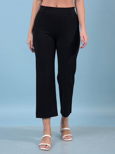 Women's Black Straight Trousers-Women Trousers-Crimsoune Club