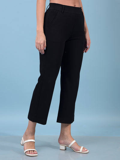Women's Black Straight Trousers-Women Trousers-Crimsoune Club