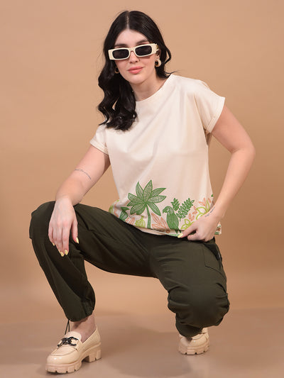 Women's Olive Cargo Trackpants-Women Trackpants-Crimsoune Club