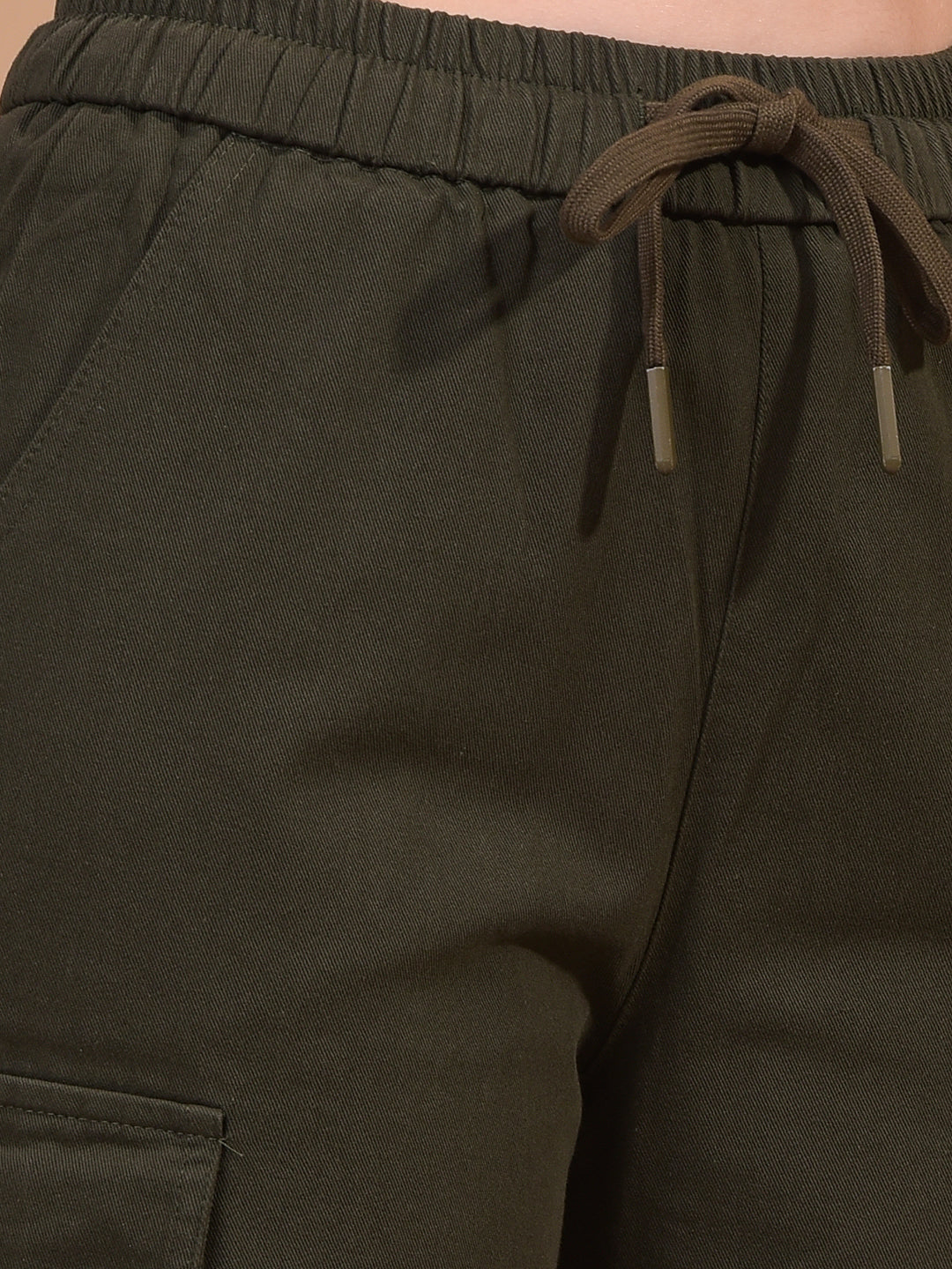 Women's Olive Cargo Trackpants-Women Trackpants-Crimsoune Club