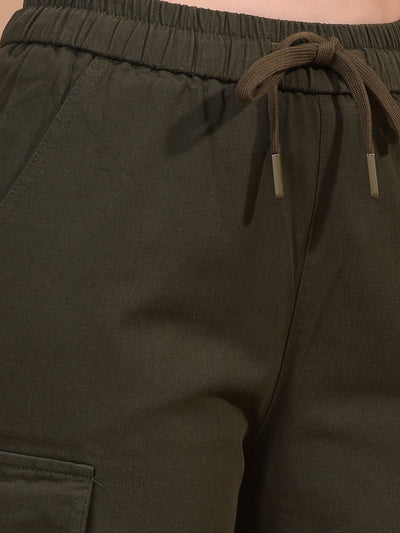 Women's Olive Cargo Trackpants-Women Trackpants-Crimsoune Club
