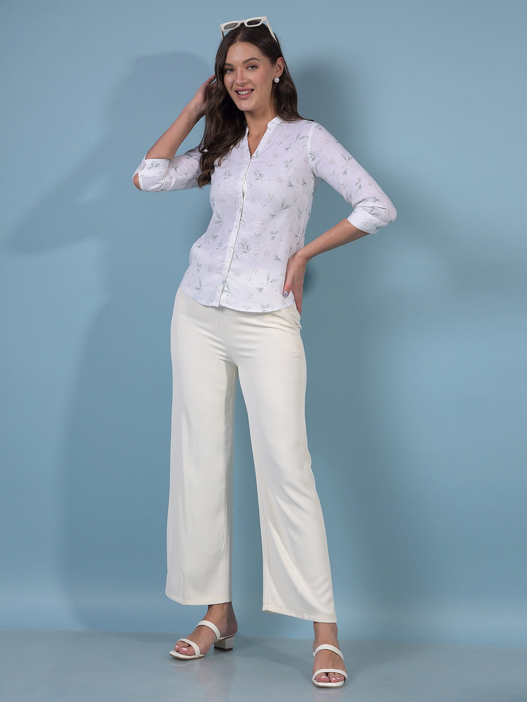 Women's Beige Wide-Leg Trousers-Women Trousers-Crimsoune Club