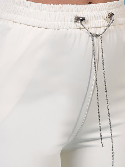 Women's Beige Wide-Leg Trousers-Women Trousers-Crimsoune Club