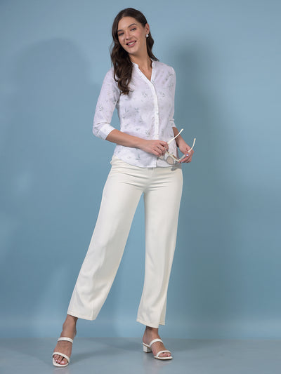 Women's Beige Wide-Leg Trousers-Women Trousers-Crimsoune Club