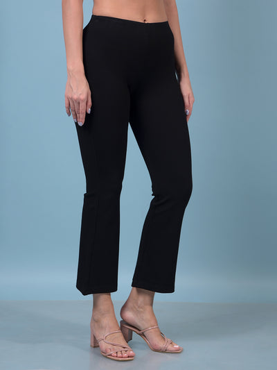 Women's Black Bootcut Jeggings-Women Jeggings-Crimsoune Club