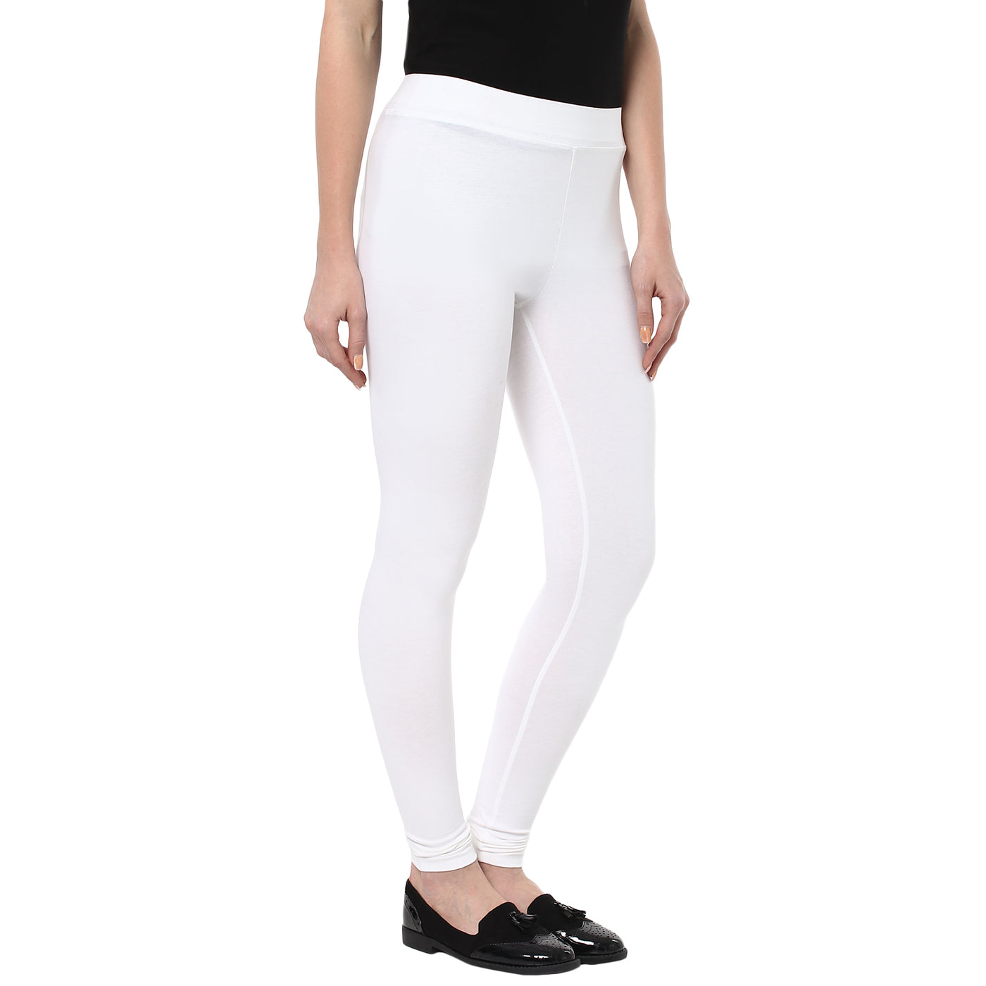 White Solid Legging-Women Jeans-Crimsoune Club