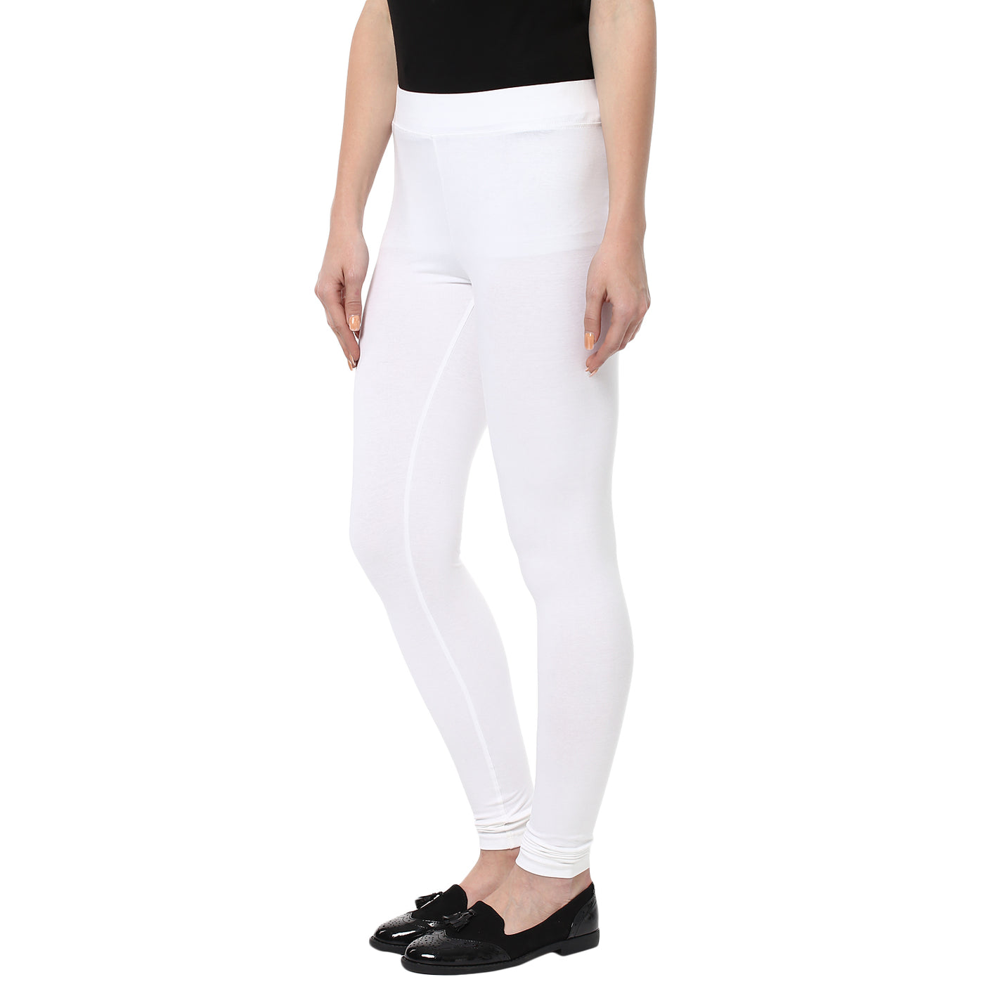 White Solid Legging-Women Jeans-Crimsoune Club