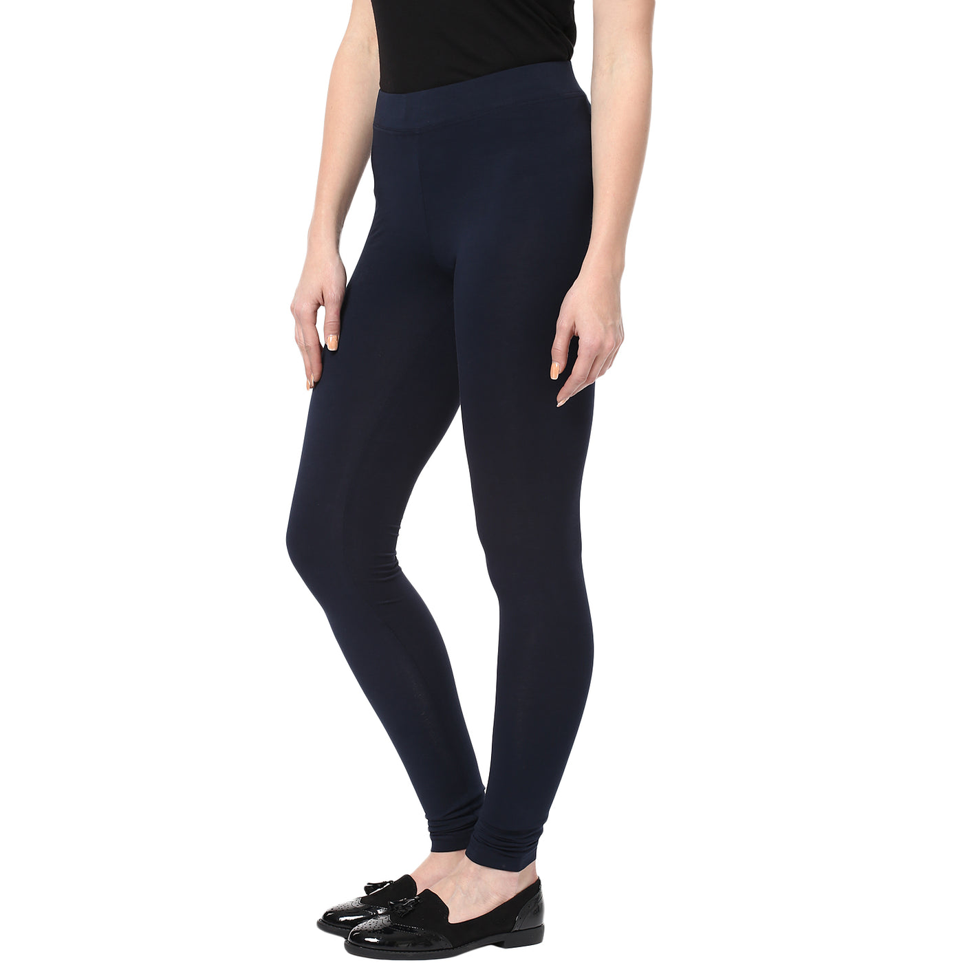 Navy Blue Solid Legging-Women Jeans-Crimsoune Club